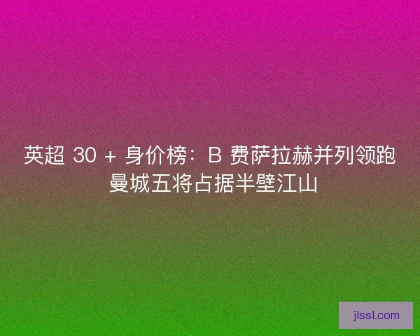 英超 30 + 身价榜：B 费萨拉赫并列领跑 曼城五将占据半壁江山